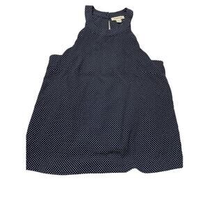 Monteau Los Angeles Scalloped Halter Top S Navy With White Polka Dots